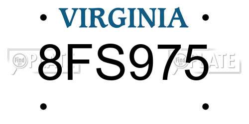 8FS975 Virginia License Plate