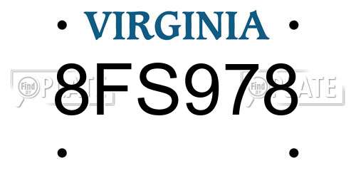 8FS978 Virginia License Plate
