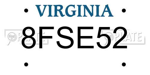 8FSE52 Virginia License Plate