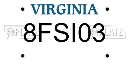 8FSI03 Virginia License Plate