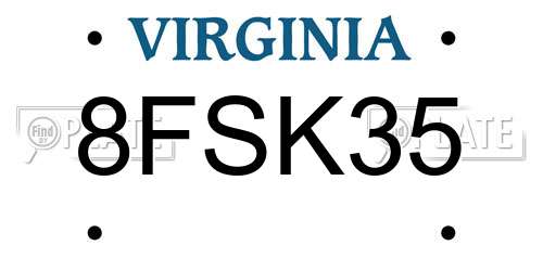 8FSK35 Virginia License Plate