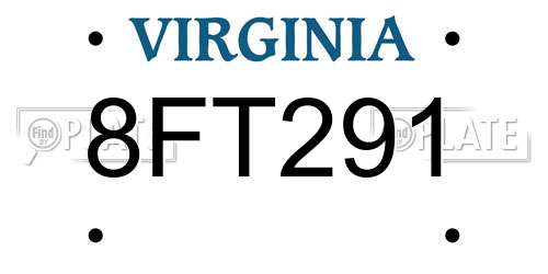 8FT291 Virginia License Plate
