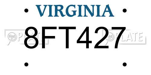 8FT427 Virginia License Plate