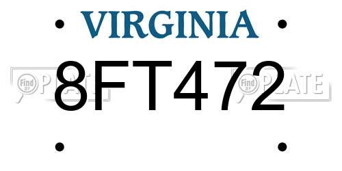 8FT472 Virginia License Plate