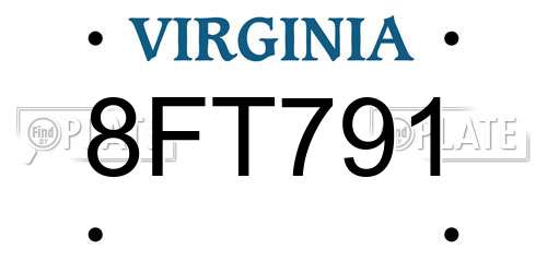 8FT791 Virginia License Plate