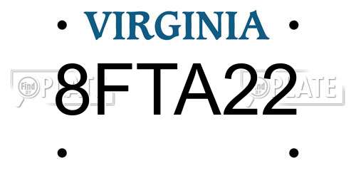8FTA22 Virginia License Plate