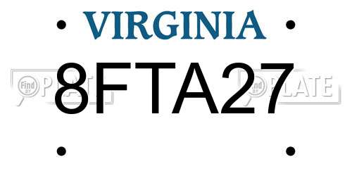 8FTA27 Virginia License Plate