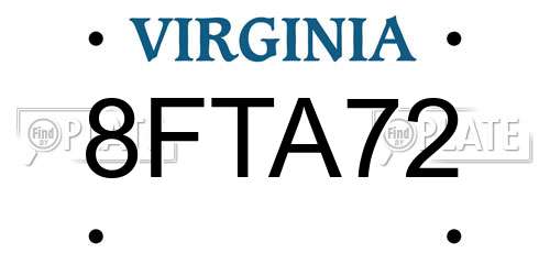 8FTA72 Virginia License Plate