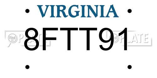 8FTT91 Virginia License Plate