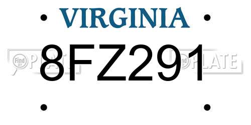 8FZ291 Virginia License Plate