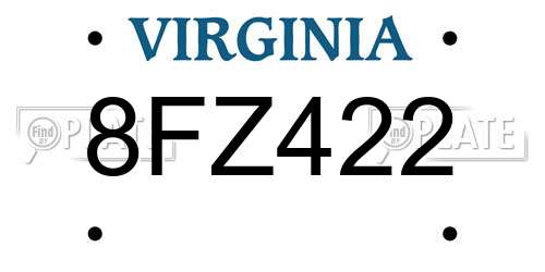 8FZ422 Virginia License Plate
