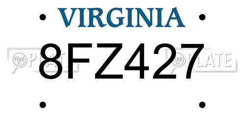 8FZ427 Virginia License Plate