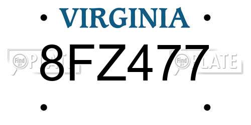 8FZ477 Virginia License Plate