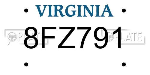 8FZ791 Virginia License Plate