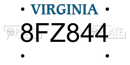 8FZ844 Virginia License Plate