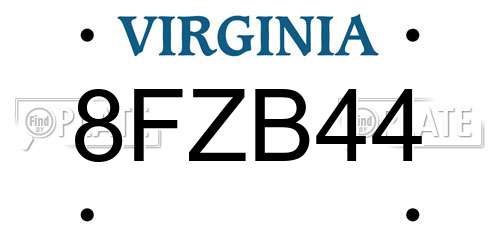 8FZB44 Virginia License Plate
