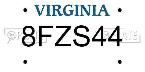 8FZS44 Virginia License Plate