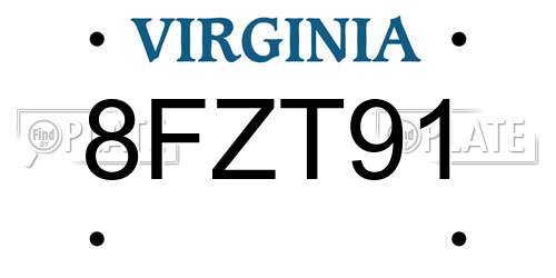 8FZT91 Virginia License Plate