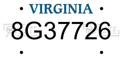 8G37726 Virginia License Plate
