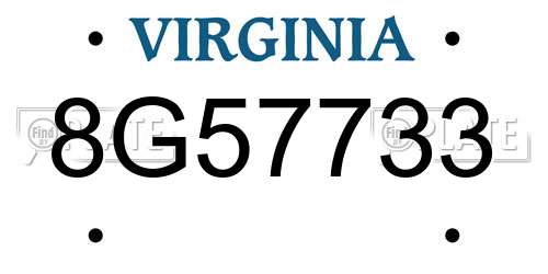 8G57733 Virginia License Plate