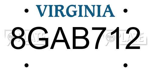 8GAB712 Virginia License Plate