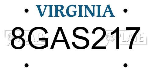 8GAS217 Virginia License Plate