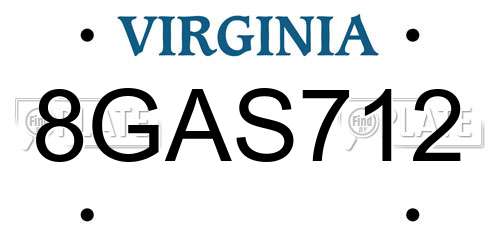 8GAS712 Virginia License Plate