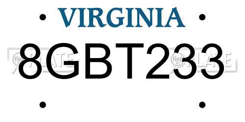 8GBT233 Virginia License Plate