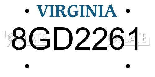 8GD2261 Virginia License Plate