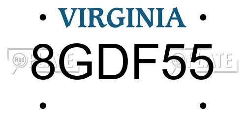 8GDF55 Virginia License Plate