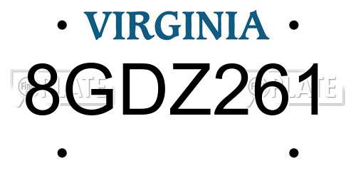 8GDZ261 Virginia License Plate