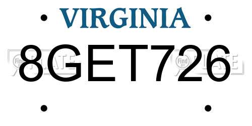 8GET726 Virginia License Plate