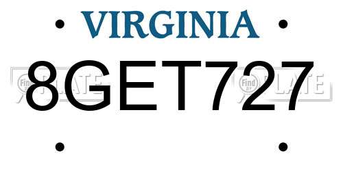 8GET727 Virginia License Plate