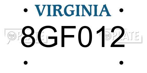 8GF012 Virginia License Plate
