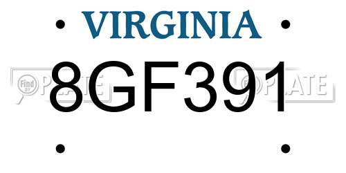 8GF391 Virginia License Plate
