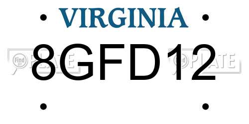 8GFD12 Virginia License Plate