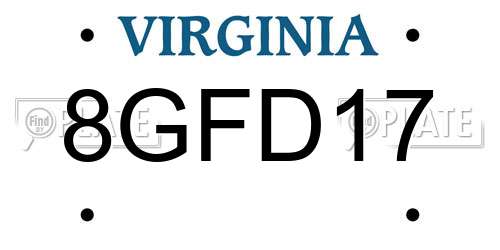 8GFD17 Virginia License Plate