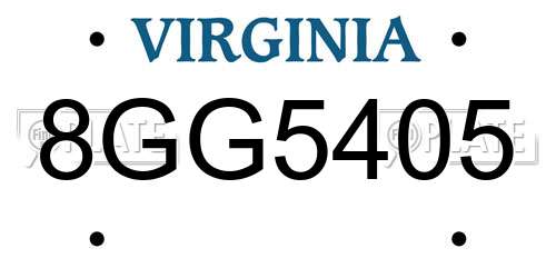 8GG5405 Virginia License Plate