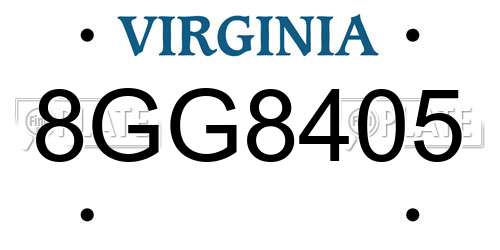 8GG8405 Virginia License Plate