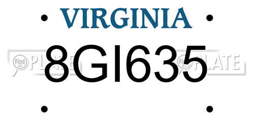 8GI635 Virginia License Plate