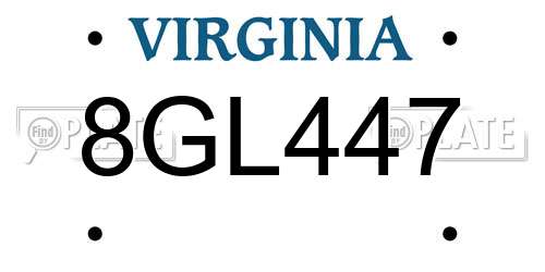 8GL447 Virginia License Plate