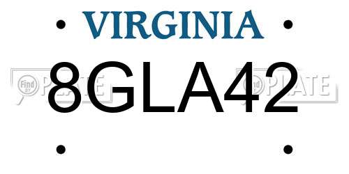 8GLA42 Virginia License Plate