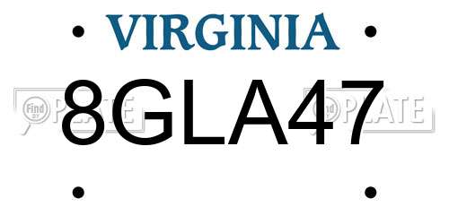 8GLA47 Virginia License Plate