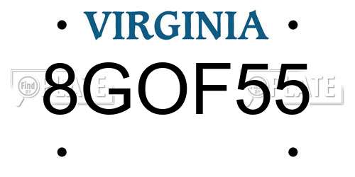 8GOF55 Virginia License Plate