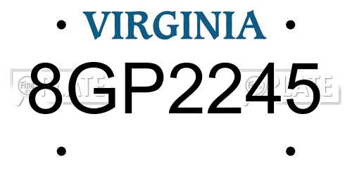8GP2245 Virginia License Plate