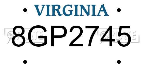 8GP2745 Virginia License Plate