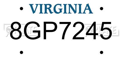 8GP7245 Virginia License Plate