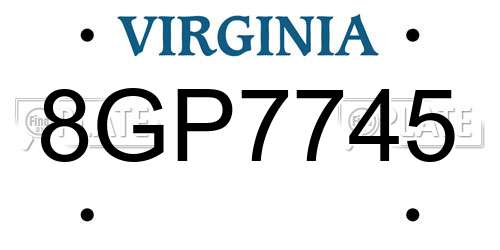 8GP7745 Virginia License Plate