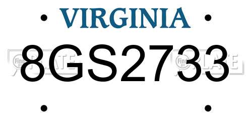 8GS2733 Virginia License Plate
