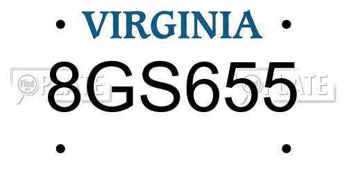 8GS655 Virginia License Plate